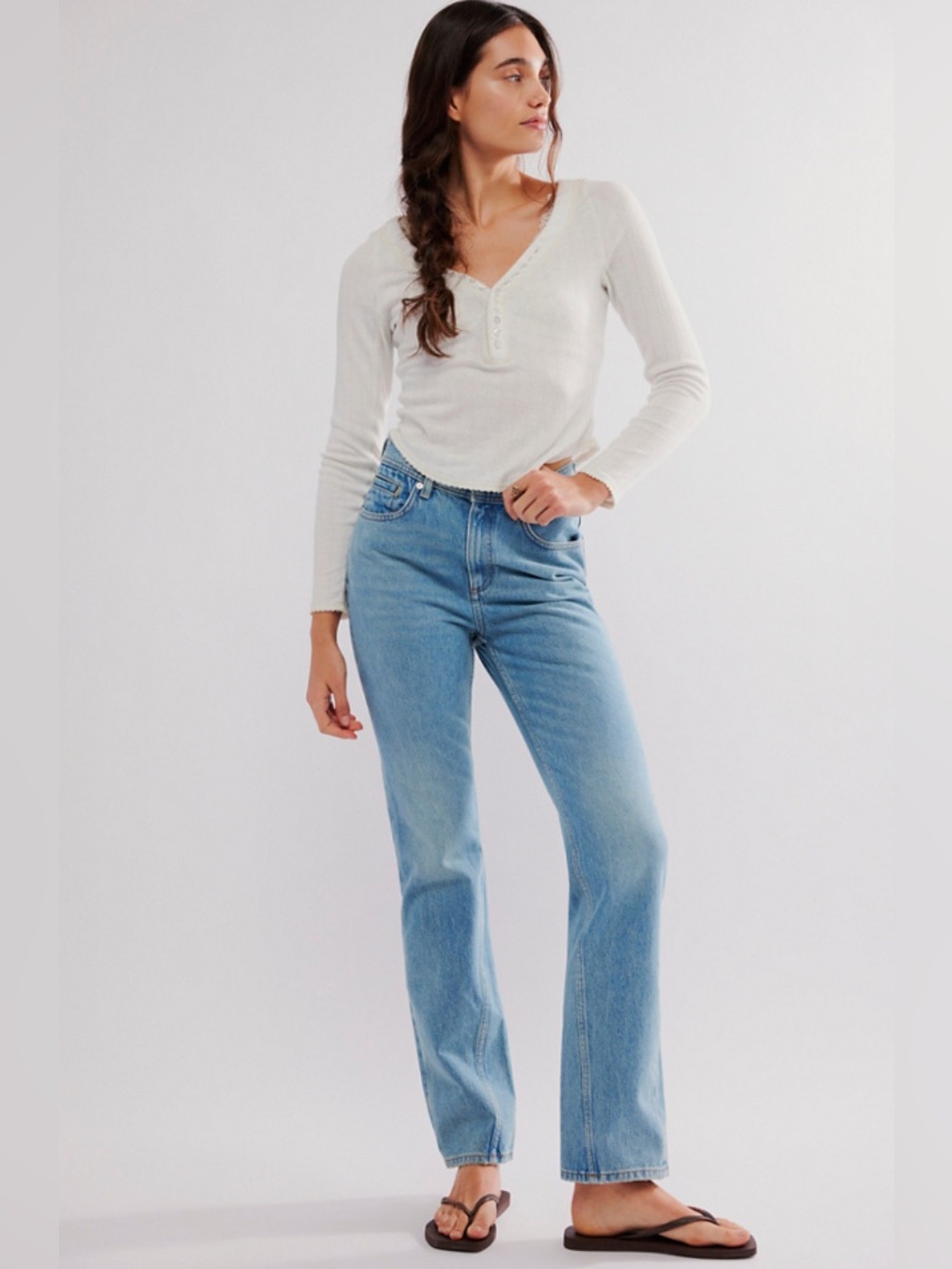 Free People - High-Rise Slim Straight Leg Jeans